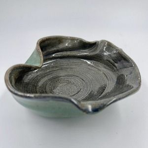 Vintage Stoneware Pottery Bowl Glazed Artisan Signed Trinket Dish Handmade 1996